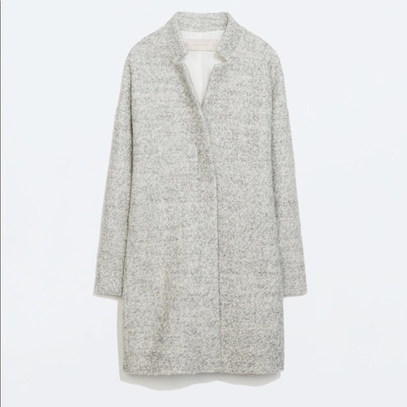 Zara Jackets & Blazers - SOLD Zara Zipped Boucle Coat Gray